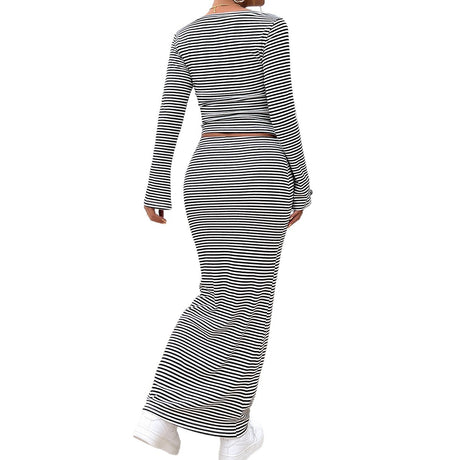 Striped T-shirt Butt Skirt Set - V.I.P Digital Presence