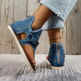 Studded Raw Hem Flat Sandals - V.I.P Digital Presence