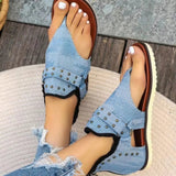 Studded Raw Hem Flat Sandals - V.I.P Digital Presence