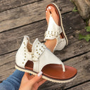 Studded Raw Hem Flat Sandals - V.I.P Digital Presence