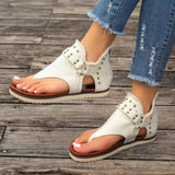 Studded Raw Hem Flat Sandals - V.I.P Digital Presence