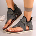 Studded Raw Hem Flat Sandals - V.I.P Digital Presence