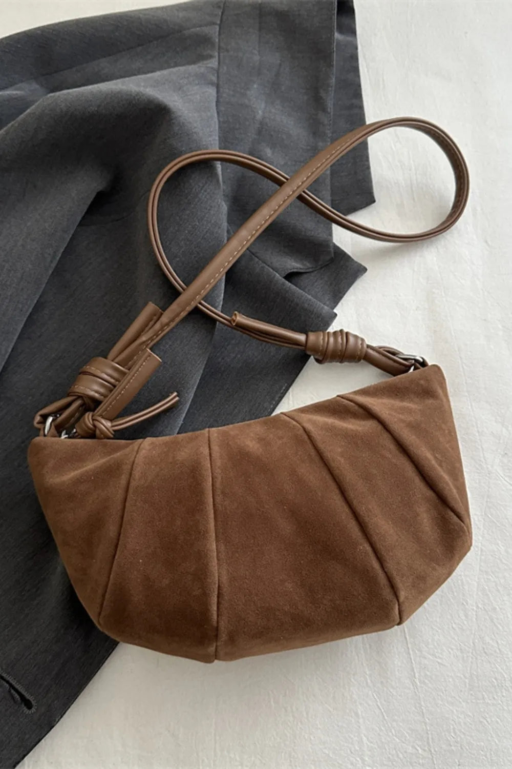 Suede Croissant Shape Shoulder Bag - V.I.P Digital Presence