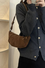 Suede Croissant Shape Shoulder Bag - V.I.P Digital Presence