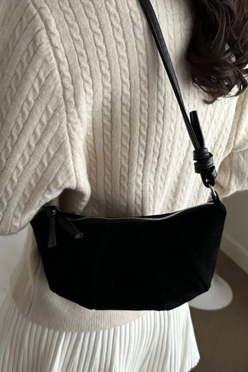 Suede Croissant Shape Shoulder Bag - V.I.P Digital Presence