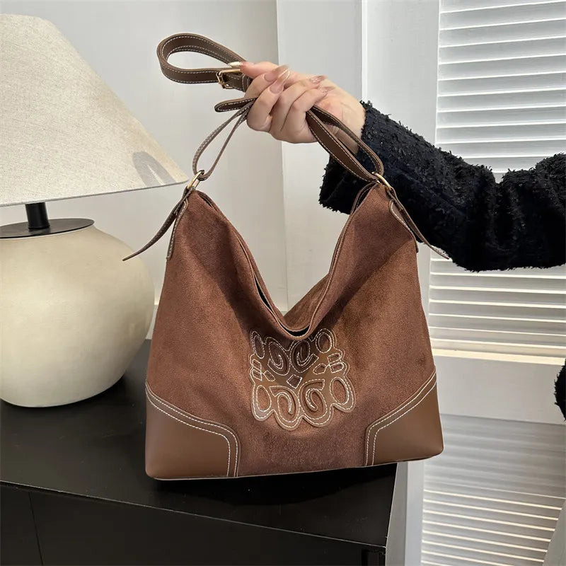 Suede Patch Adjustable Strap Tote Bag - V.I.P Digital Presence
