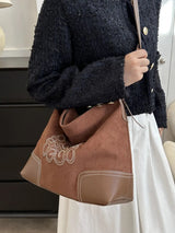 Suede Patch Adjustable Strap Tote Bag - V.I.P Digital Presence