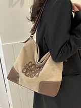 Suede Patch Adjustable Strap Tote Bag - V.I.P Digital Presence