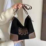 Suede Patch Adjustable Strap Tote Bag - V.I.P Digital Presence