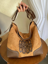 Suede Patch Adjustable Strap Tote Bag - V.I.P Digital Presence