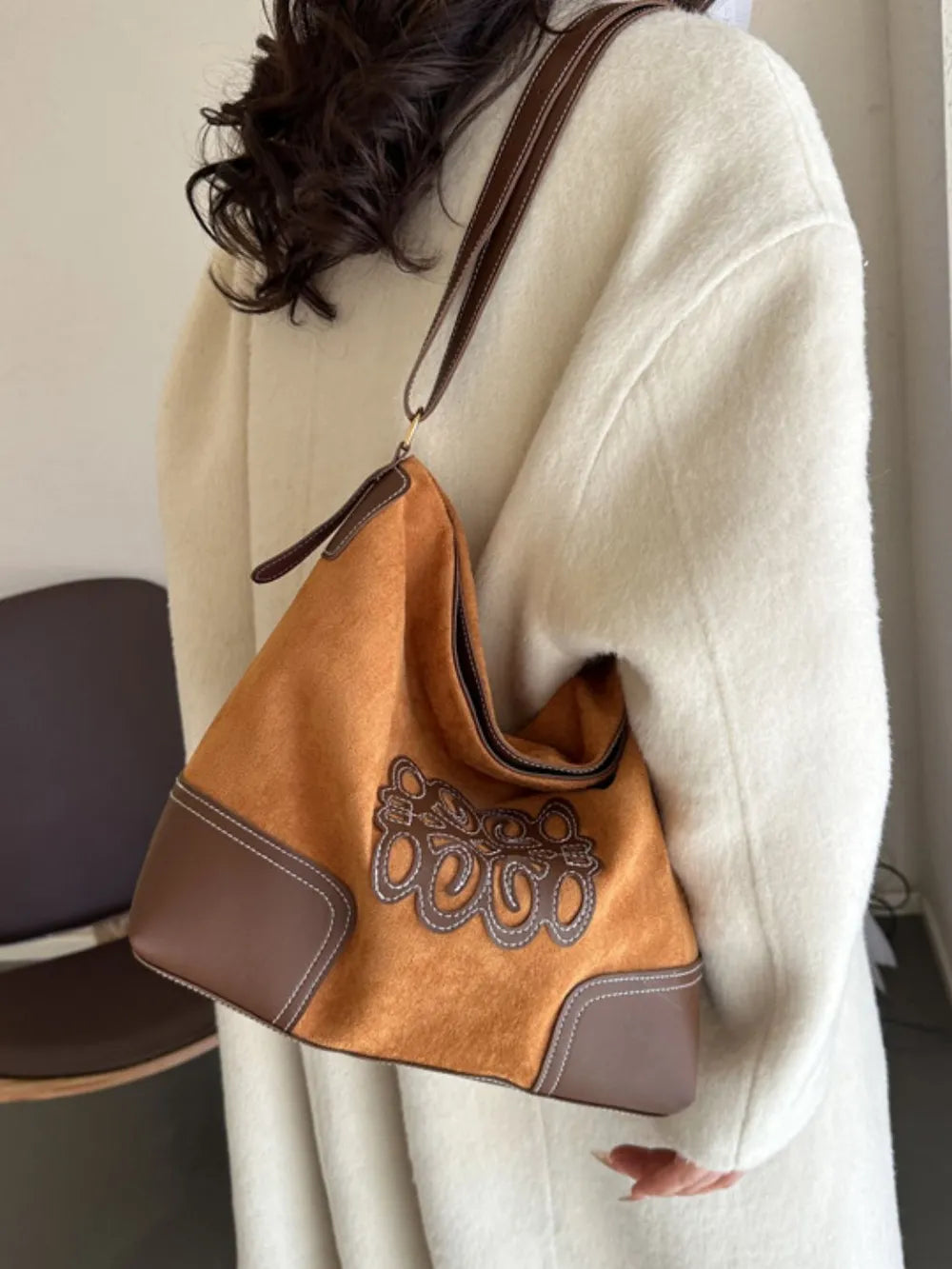Suede Patch Adjustable Strap Tote Bag - V.I.P Digital Presence