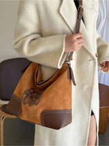 Suede Patch Adjustable Strap Tote Bag - V.I.P Digital Presence
