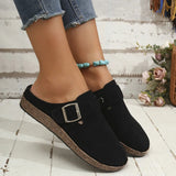 Suede Round Toe Buckle Slip-Ons - V.I.P Digital Presence