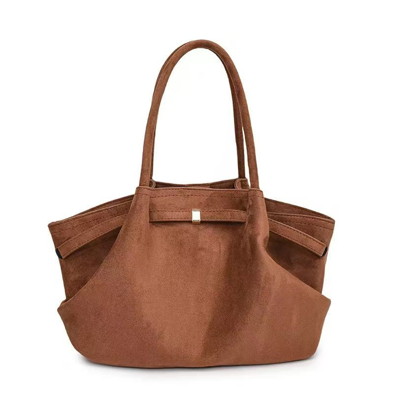 Suede tote bag for women in autumn and winter, high-end and niche design, large capacity commuting retro handbag - V.I.P Digital Presence