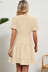 Summer Jacquard Hairball V-neck Loose Solid Color Elastic Waist Dress for Women - V.I.P Digital Presence