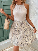 Summer lace patchwork slim fit dress elegant sleeveless mini dress - V.I.P Digital Presence