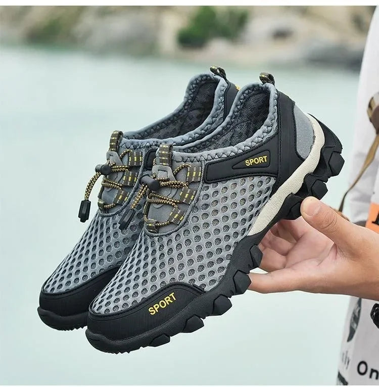 Summer Men's Mesh Sports Shoes Fashion Mountaineering Breathable Lightweight Anti Slip Shoes Outdoor Travel Running Casual Shoes - V.I.P Digital Presence