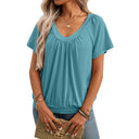 Summer women's new V-neck pleated loose short sleeved T-shirt for women - V.I.P Digital Presence