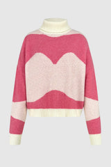 Sweet style color blocked versatile knitted sweater for women - V.I.P Digital Presence