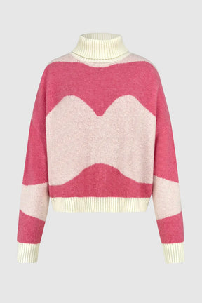Sweet style color blocked versatile knitted sweater for women - V.I.P Digital Presence