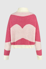 Sweet style color blocked versatile knitted sweater for women - V.I.P Digital Presence