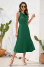 Swiss Dot Tie Neck Sleeveless Dress - V.I.P Digital Presence