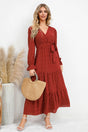 Swiss Dot Tied Surplice Flounce Sleeve Dress - V.I.P Digital Presence