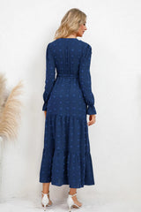 Swiss Dot Tied Surplice Flounce Sleeve Dress - V.I.P Digital Presence