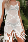 Tassel Openwork Spaghetti Strap Cover Up Dress - V.I.P Digital Presence