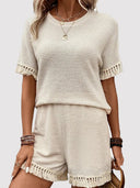 Tassel Round Neck Top and Shorts Set - V.I.P Digital Presence