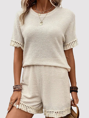 Tassel Round Neck Top and Shorts Set - V.I.P Digital Presence
