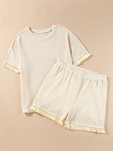 Tassel Round Neck Top and Shorts Set - V.I.P Digital Presence