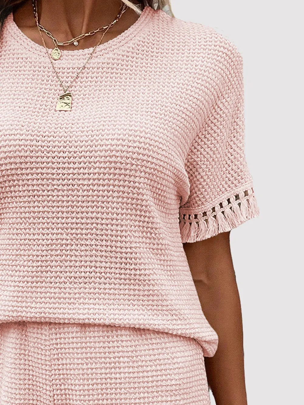 Tassel Round Neck Top and Shorts Set - V.I.P Digital Presence