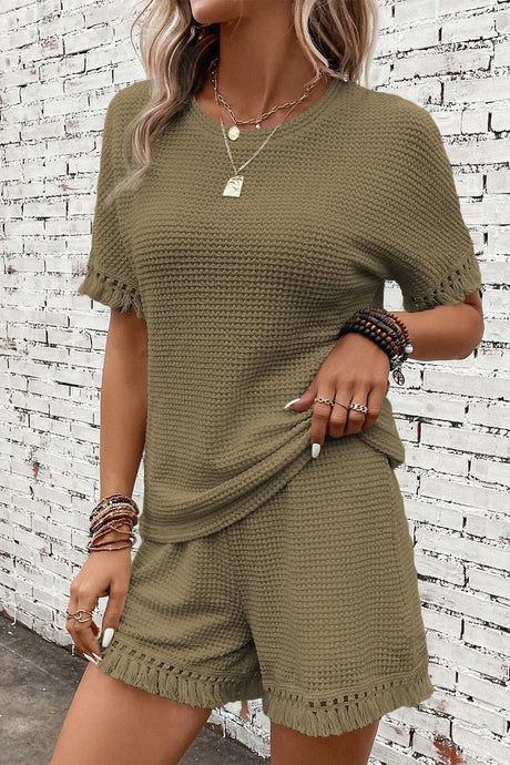 Tassel Round Neck Top and Shorts Set - V.I.P Digital Presence