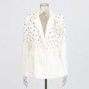 Temperament solid color small suit personality nail diamond tassel design suit jacket for women - V.I.P Digital Presence