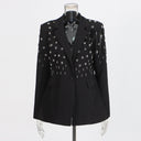 Temperament solid color small suit personality nail diamond tassel design suit jacket for women - V.I.P Digital Presence