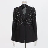 Temperament solid color small suit personality nail diamond tassel design suit jacket for women - V.I.P Digital Presence