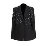 Temperament solid color small suit personality nail diamond tassel design suit jacket for women - V.I.P Digital Presence