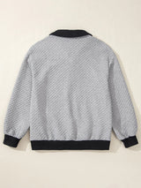 Texture Quarter Button Long Sleeve Sweatshirt - V.I.P Digital Presence