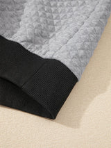 Texture Quarter Button Long Sleeve Sweatshirt - V.I.P Digital Presence