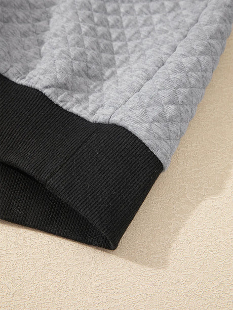 Texture Quarter Button Long Sleeve Sweatshirt - V.I.P Digital Presence