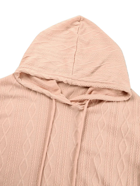 Textured Drawstring Long Sleeve Hooded Dress - V.I.P Digital Presence