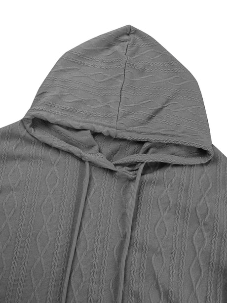 Textured Drawstring Long Sleeve Hooded Dress - V.I.P Digital Presence