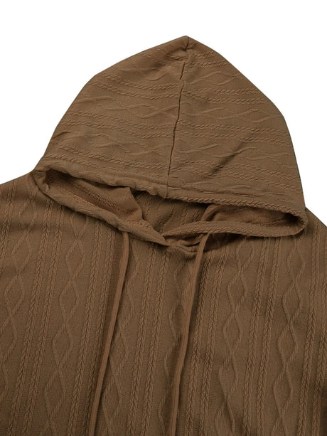 Textured Drawstring Long Sleeve Hooded Dress - V.I.P Digital Presence