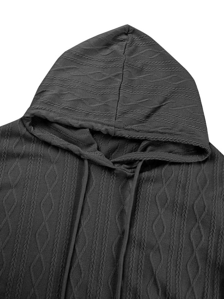 Textured Drawstring Long Sleeve Hooded Dress - V.I.P Digital Presence