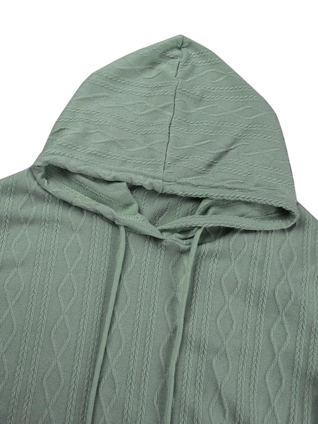 Textured Drawstring Long Sleeve Hooded Dress - V.I.P Digital Presence