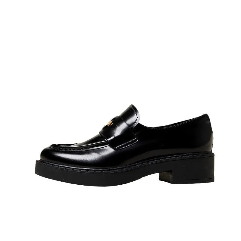 Thick high heels loafers women's small leather shoes - V.I.P Digital Presence
