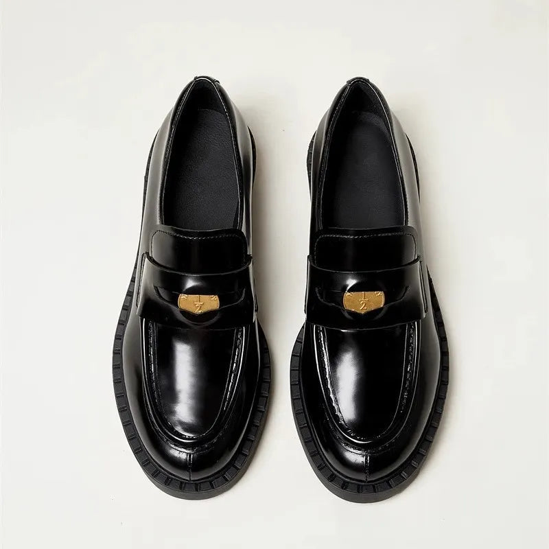 Thick high heels loafers women's small leather shoes - V.I.P Digital Presence