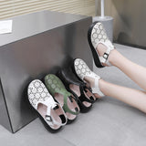 Thick soled toe sandals women's genuine leather sponge cake wedge heel hollowed out hole shoes flat bottomed women's shoes - V.I.P Digital Presence