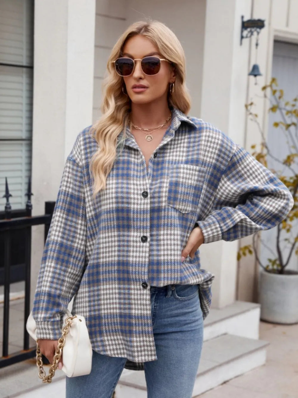 Thousand bird plaid button down flannel shirt - V.I.P Digital Presence